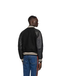 Gucci Black Felt And Leather Bomber Jacket