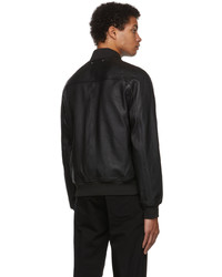 Ps By Paul Smith Black Leather Bomber Jacket