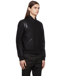 Saint Laurent Black Wool Teddy Bomber Jacket