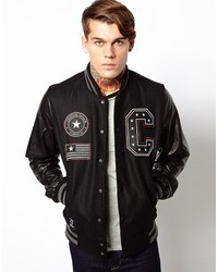 Criminal Damage Varsity Jacket With Stars Black