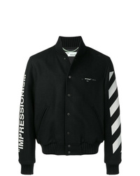 Off-White Diagonal Stripe Varsity Jacket