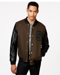 Sean John Faux Leather Sleeve Varsity Jacket
