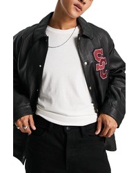 ASOS DESIGN Leather Varsity Jacket