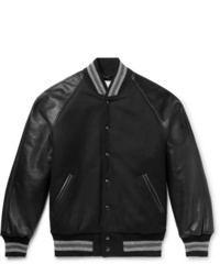 Golden Bear The Ralston Wool Blend And Leather Bomber Jacket