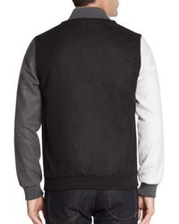 Two Tone Wool Blend Varsity Jacket