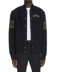 Givenchy Varsity Felted Wool Bomber Jacket In Black At Nordstrom