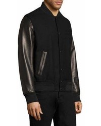 Bally Varsity Wool Leather Bomber Jacket