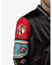 Saint Laurent Wool Varsity Jacket With Embroidered Sleeves