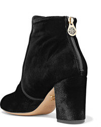Charlotte Olympia Alba Embellished Velvet Ankle Boots Black