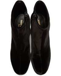 Saint Laurent Black Velvet Babies Ankle Boots
