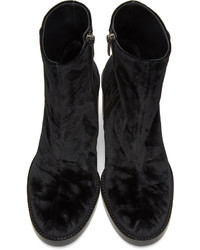 Ann Demeulemeester Black Velvet Heeled Boots