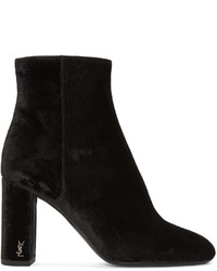 Saint Laurent Black Velvet Loulou Zipped Boots