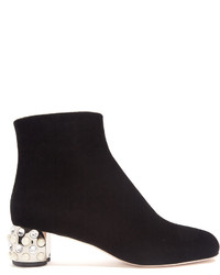Miu Miu Embellished Block Heel Velvet Boots