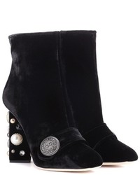 Dolce & Gabbana Embellished Velvet Ankle Boots