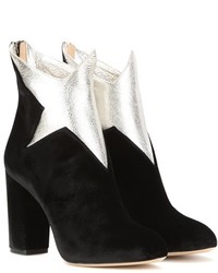 Charlotte Olympia Galactica Velvet And Leather Ankle Boots