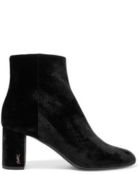 Saint Laurent Loulou Velvet Ankle Boots Black