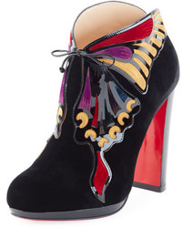 Christian Louboutin Mariposa Tie Front Red Sole Bootie Black