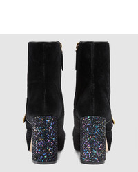 Gucci Velvet Ankle Boot With Bee