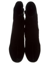 Saint Laurent Velvet Round Toe Ankle Boots