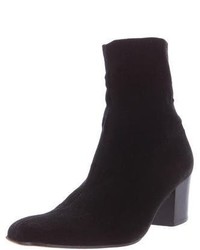 Robert Clergerie Velvet Round Toe Ankle Boots