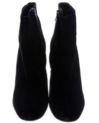 Saint Laurent Velvet Round Toe Ankle Boots