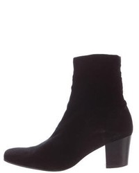 Robert Clergerie Velvet Round Toe Ankle Boots