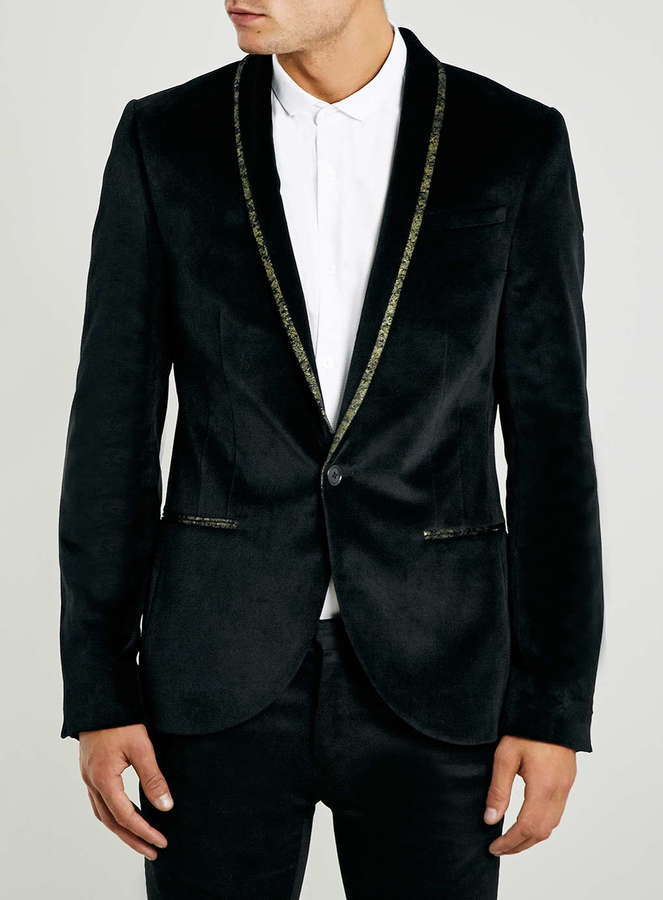 Twisted Tailor super skinny tuxedo blazer in gold crushed velvet | ASOS