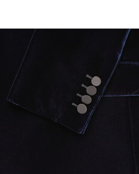 Saint Laurent Blue Satin Trimmed Velvet Tuxedo Jacket