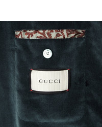Gucci Blue Slim Fit Cotton Velvet Blazer