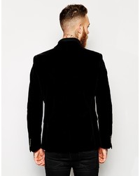 Asos Brand Slim Fit Blazer In Velvet