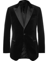 Gieves Hawkes Black Slim Fit Velvet Tuxedo Jacket