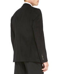 Giorgio Armani Grid Texture Velvet Soft Jacket Black