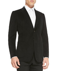 Giorgio Armani Grid Texture Velvet Soft Jacket Black