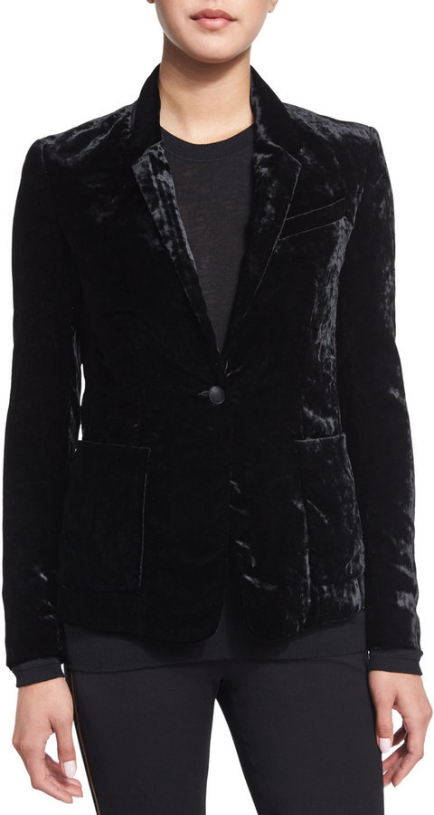 Rag & Bone Loretta Crushed Velvet Blazer Black, $595 | Neiman Marcus ...