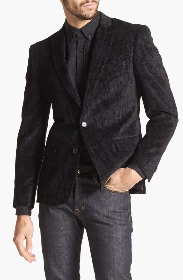 Черный мужской вельветовый пиджак