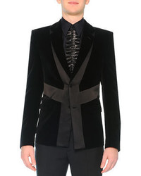 Alexander McQueen Velvet Evening Jacket With Satin Detail Black