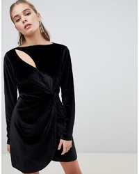 Fashion Union Bodycon Dress With Cut Out In Velvet Velvet
