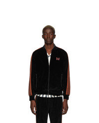 Needles Black And Red Velour Track Jacket