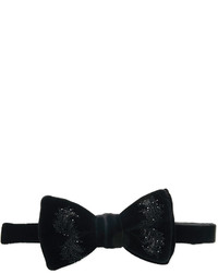 Alexander McQueen Embroidered Velvet Bow Tie Black