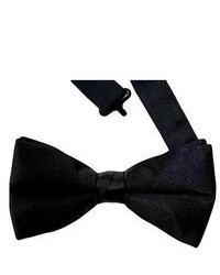 Luxury Divas Formal Black Satin Banded Bow Tie