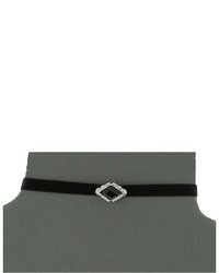 Lauren Ralph Lauren 12 Black Velvet Choker With Jet Silver Crystal Diamond Necklace Necklace