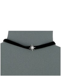Lauren Ralph Lauren 12 Black Velvet Choker With Silver Crystal Star Necklace Necklace