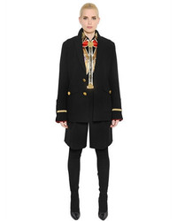 Givenchy Wool Canvas Velvet Military Style Coat