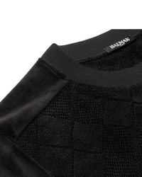 Balmain Zip Detailed Velvet Sweater