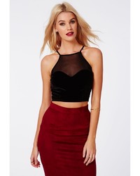 Missguided Enya Square Neck Sweetheart Crop Top Black