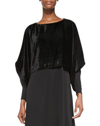 Eileen Fisher Velvet Kimono Crop Top Black Petite