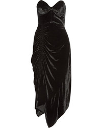 Preen by Thornton Bregazzi Alexa Strapless Lace Trimmed Velvet Dress Black