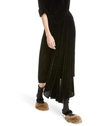 Simone Rocha Asymmetrical Velvet Dress With Marabou Trim