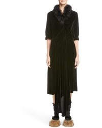 Simone Rocha Asymmetrical Velvet Dress With Marabou Trim