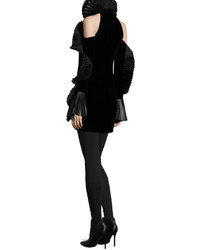Ralph Lauren Collection Priscilla Ruffled Velvet Dress Black